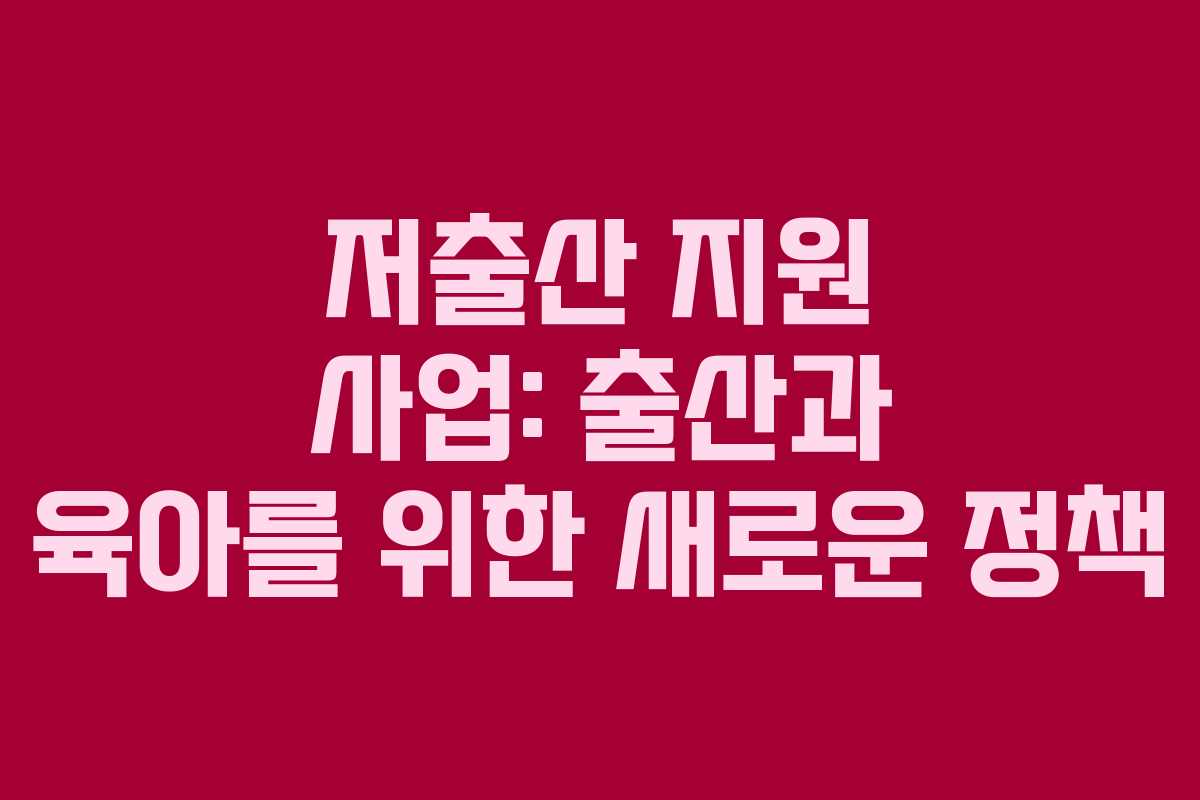 저출산 지원 사업: 출산과 육아를 위한 새로운 정책