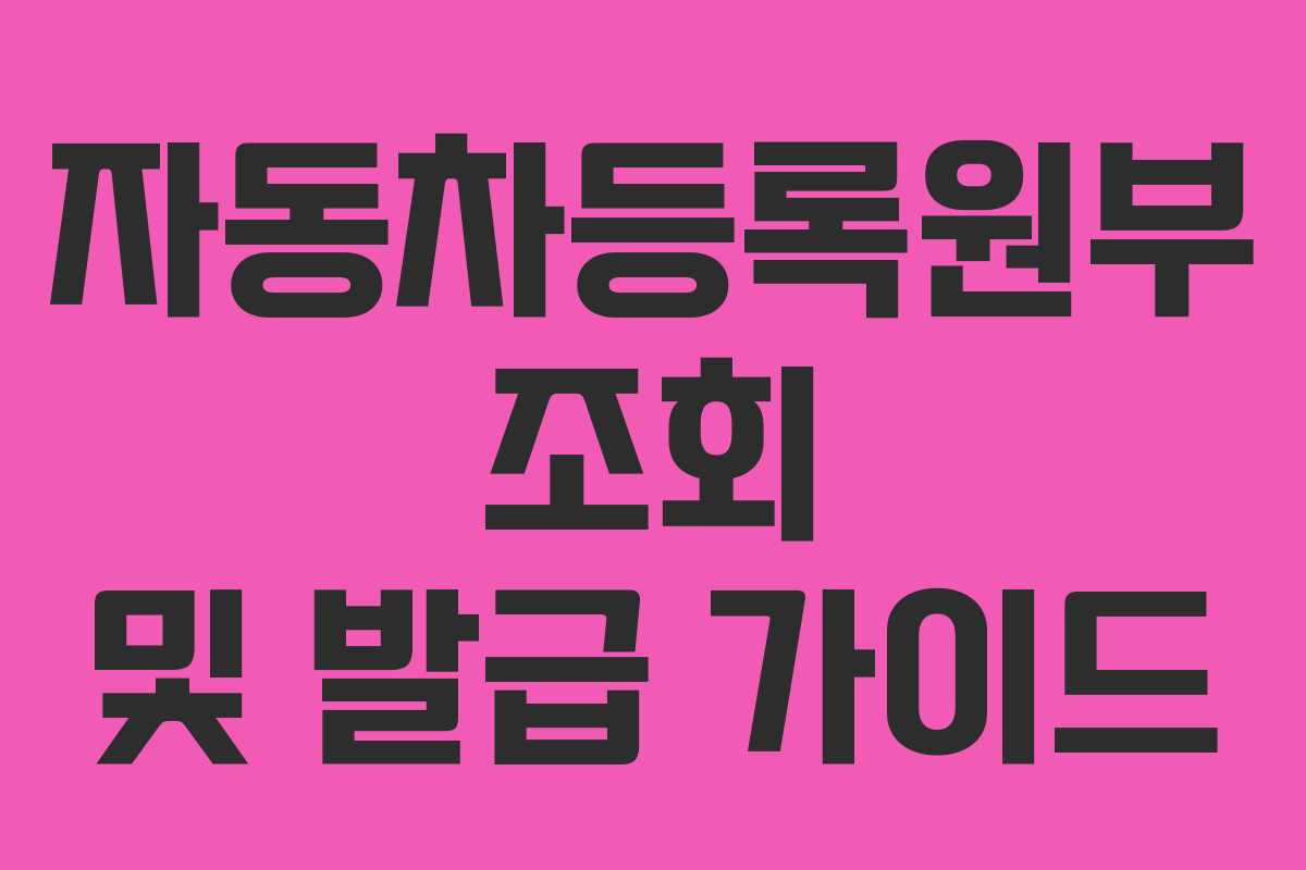 자동차등록원부 조회 및 발급 가이드