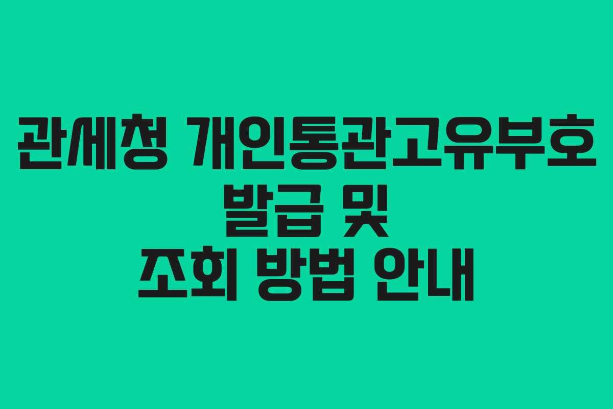 관세청 개인통관고유부호 발급 및 조회 방법 안내 관세청 개인통관고유부호 발급 및 조회 방법 안내