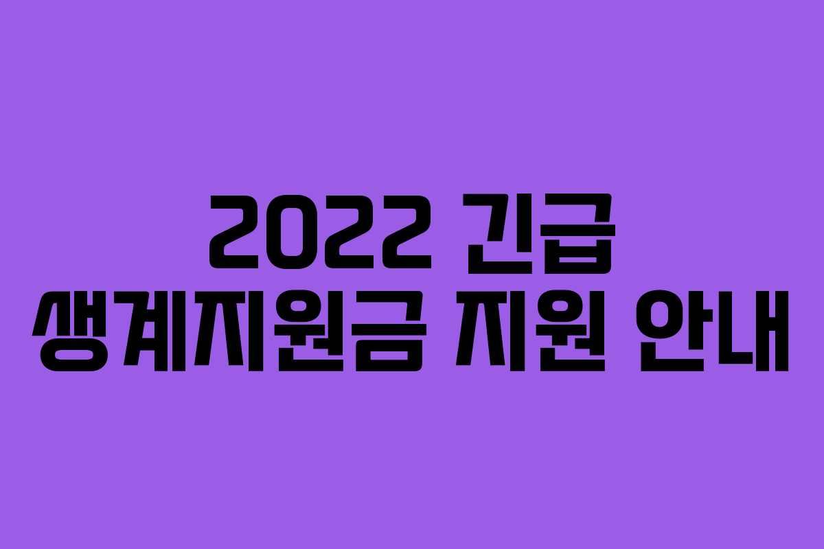 2022 긴급 생계지원금 지원 안내