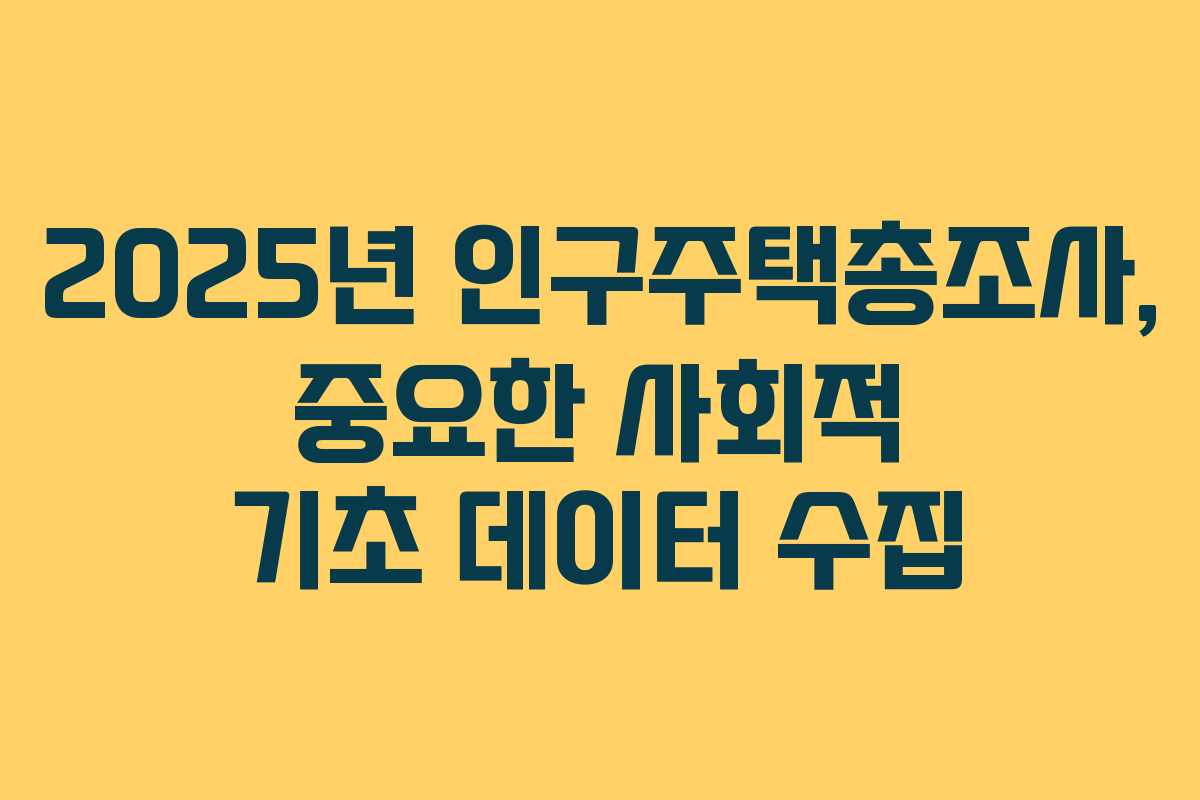 2025년 인구주택총조사, 중요한 사회적 기초 데이터 수집
