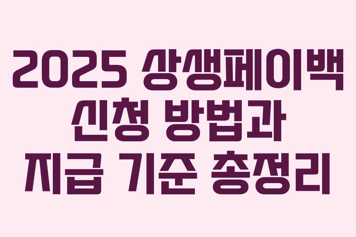 2025 상생페이백 신청 방법과 지급 기준 총정리