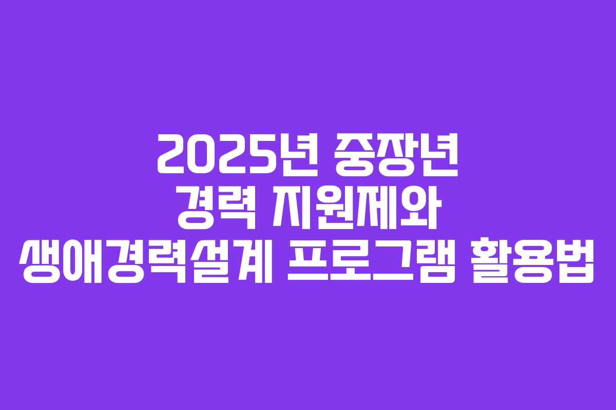 2025년 중장년 경력 지원제와 생애경력설계 프로그램 활용법