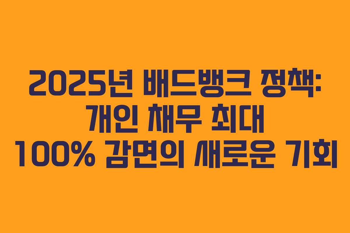 2025년 배드뱅크 정책: 개인 채무 최대 100% 감면의 새로운 기회