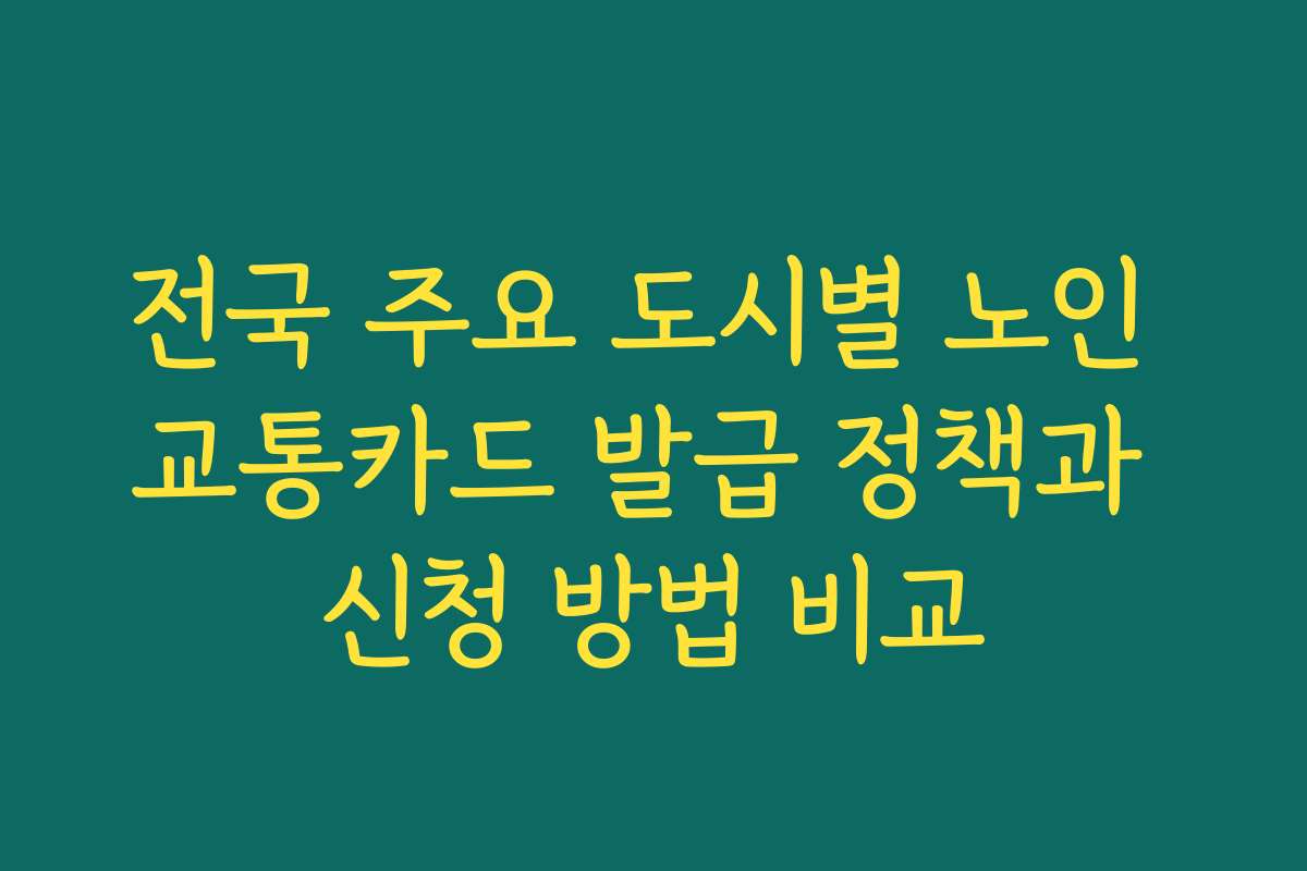 전국 주요 도시별 노인 교통카드 발급 정책과 신청 방법 비교 전국 주요 도시별 노인 교통카드 발급 정책과 신청 방법 비교