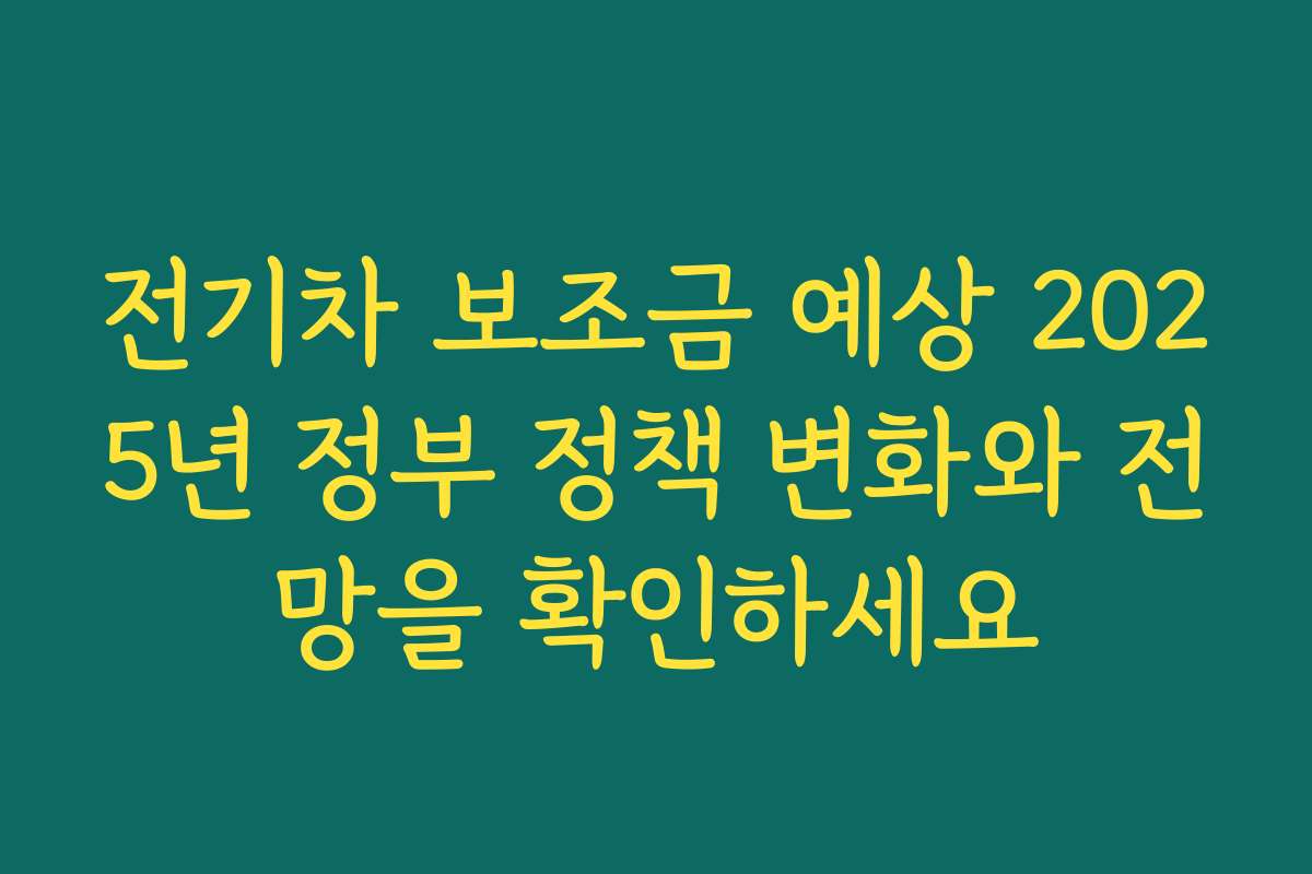 전기차 보조금 예상 2025년 정부 정책 변화와 전망을 확인하세요
