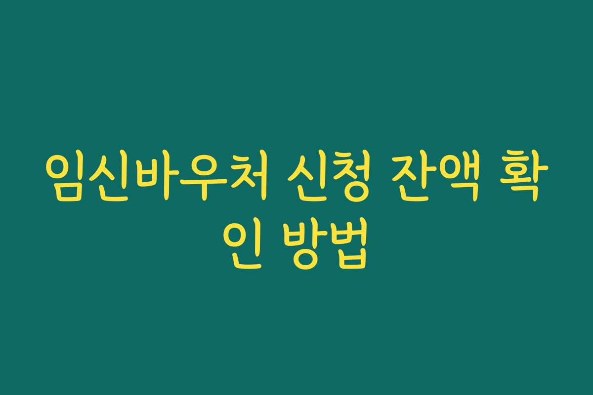 임신바우처 신청 잔액 확인 방법