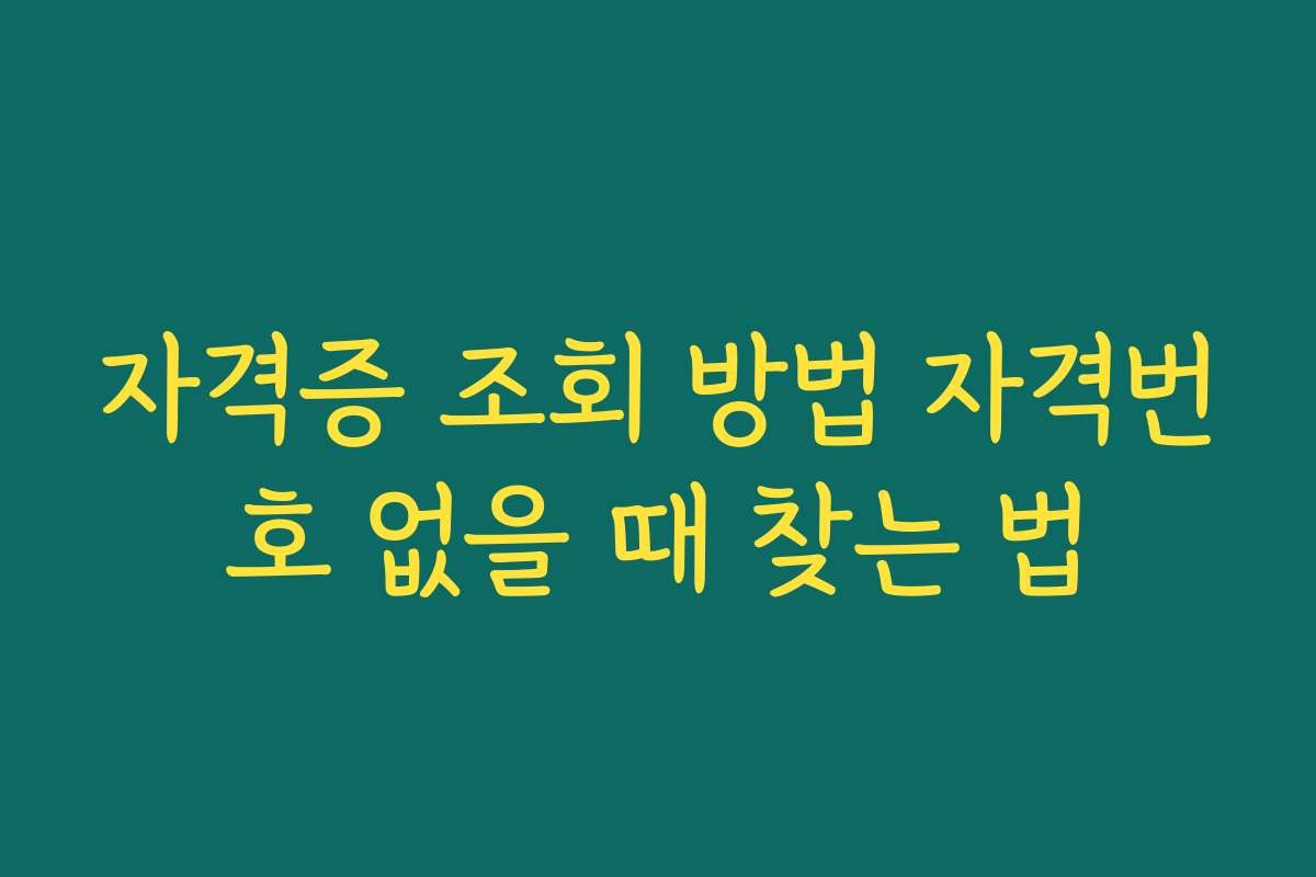 자격증 조회 방법 자격번호 없을 때 찾는 법