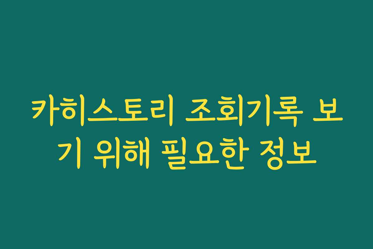 카히스토리 조회기록 보기 위해 필요한 정보