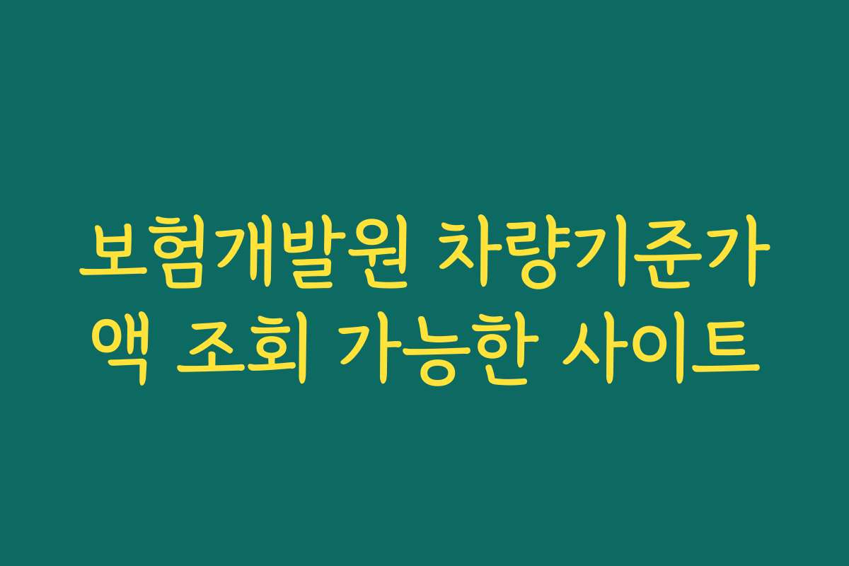 보험개발원 차량기준가액 조회 가능한 사이트