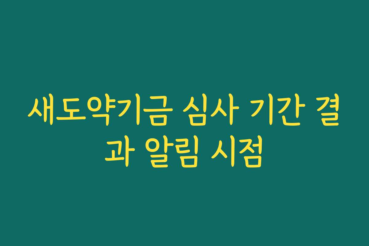 새도약기금 심사 기간 결과 알림 시점