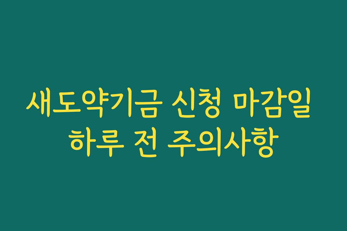 새도약기금 신청 마감일 하루 전 주의사항