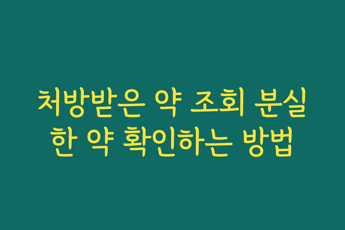 처방받은 약 조회 분실한 약 확인하는 방법