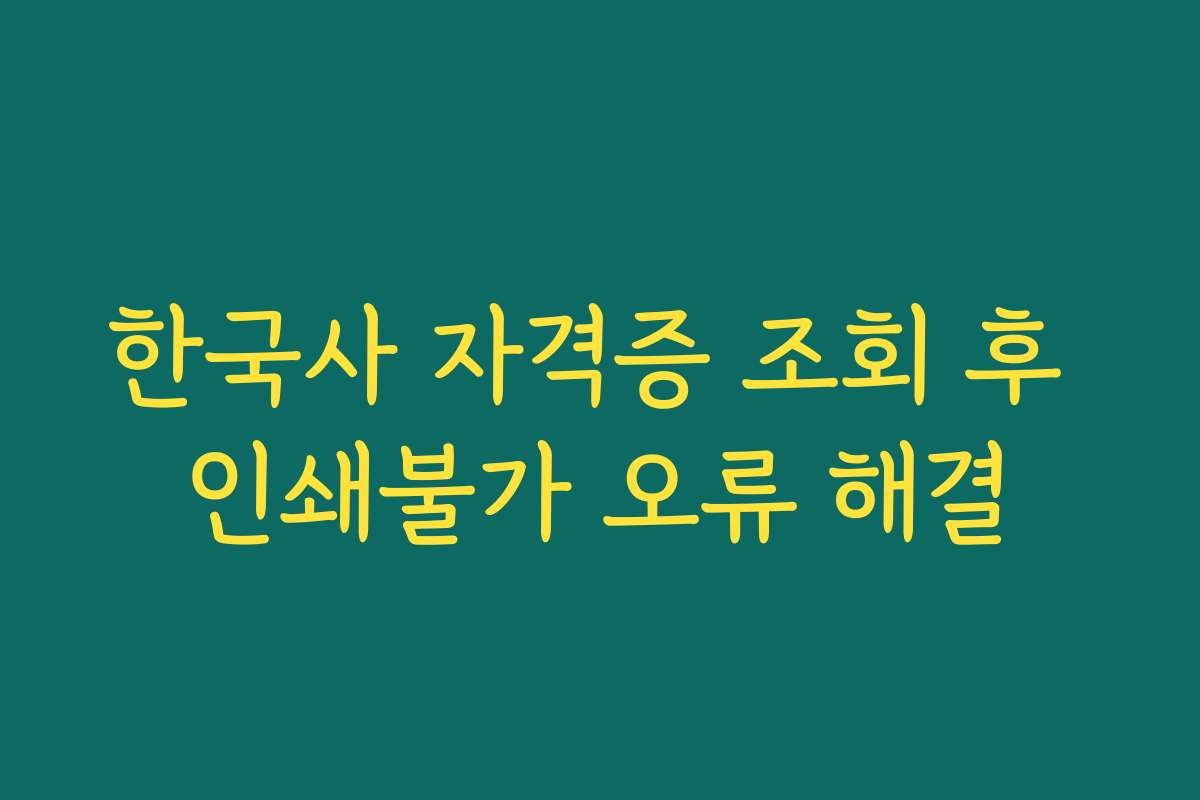 한국사 자격증 조회 후 인쇄불가 오류 해결