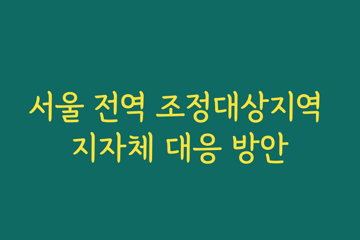 서울 전역 조정대상지역 지자체 대응 방안
