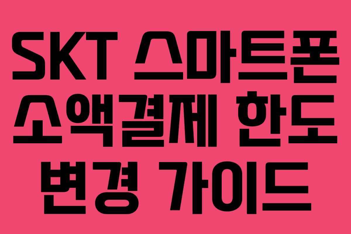 SKT 스마트폰 소액결제 한도 변경 가이드 SKT 스마트폰 소액결제 한도 변경 가이드