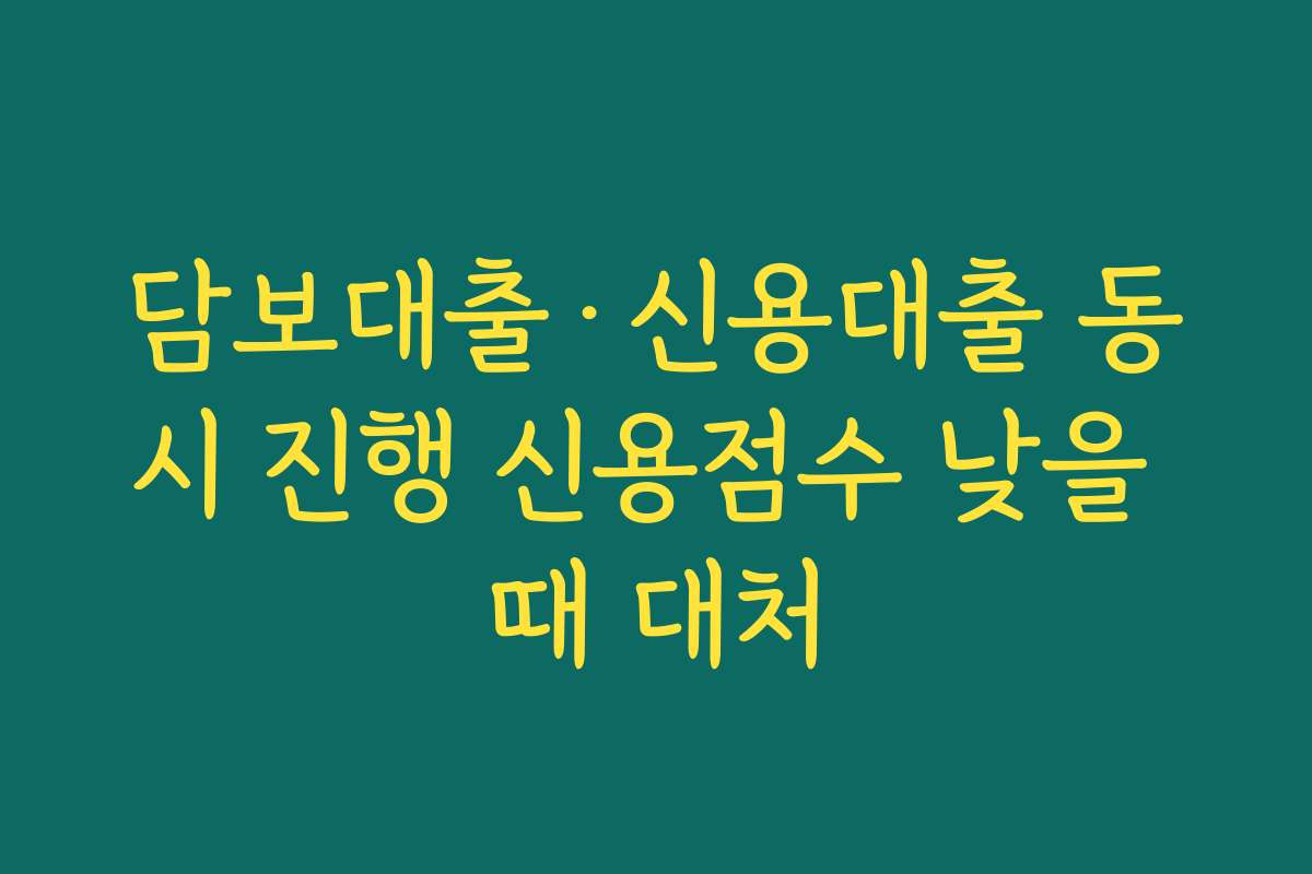 담보대출&middot;신용대출 동시 진행 신용점수 낮을 때 대처