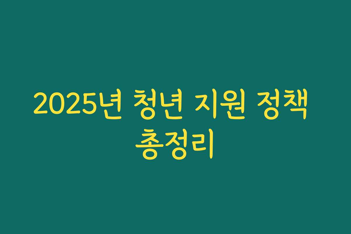 2025년 청년 지원 정책 총정리