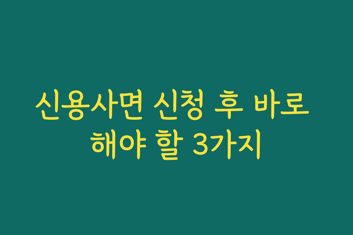 신용사면 신청 후 바로 해야 할 3가지 신용사면 신청 후 바로 해야 할 3가지