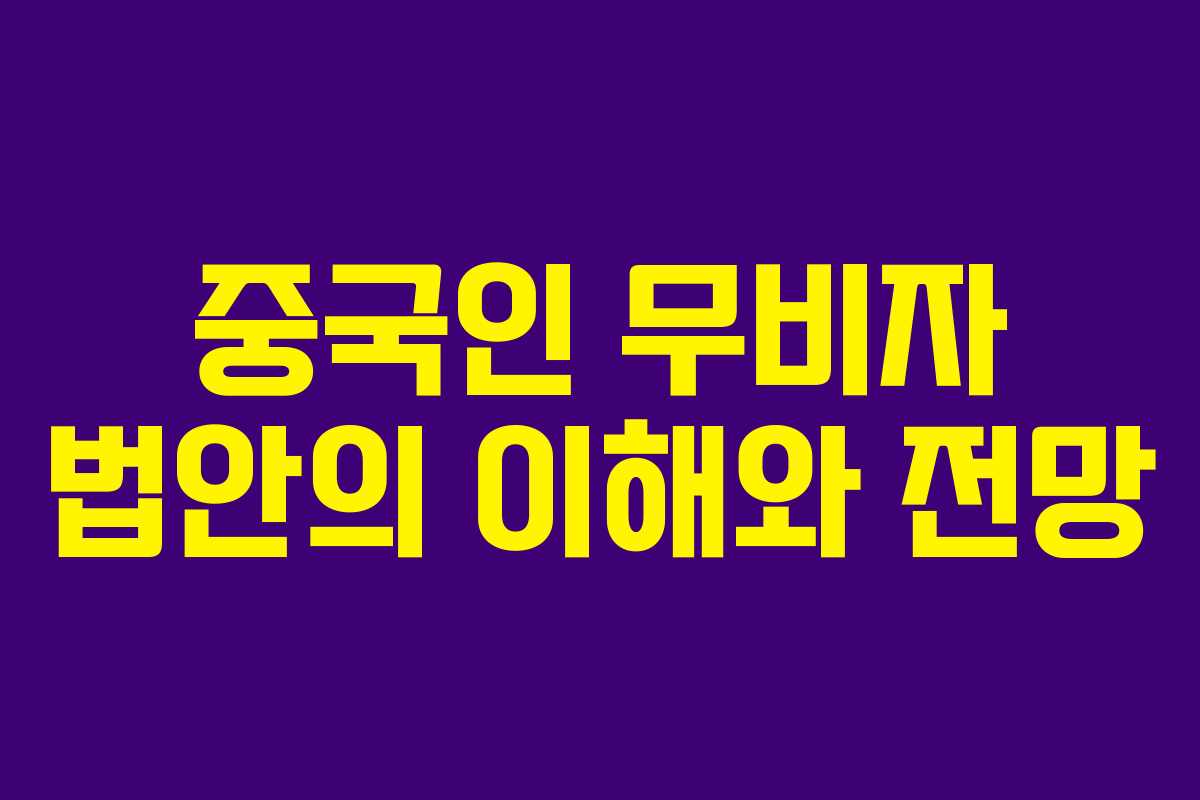 중국인 무비자 법안의 이해와 전망