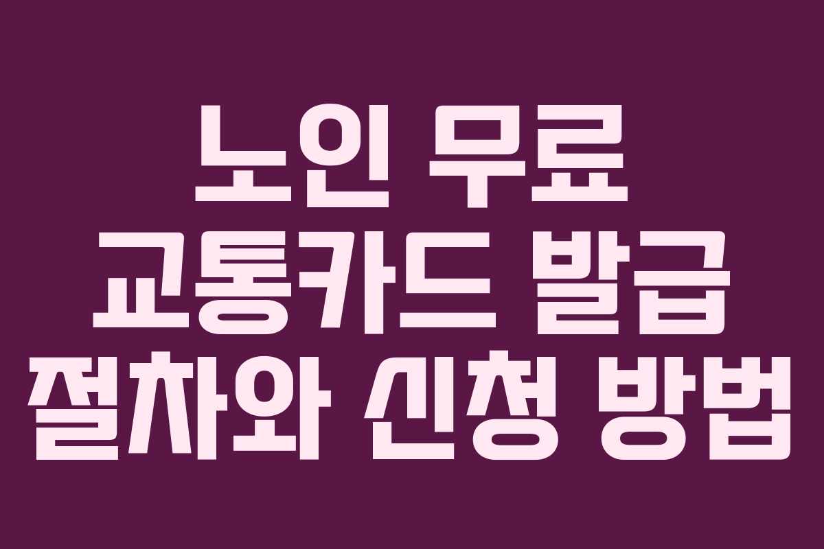 노인 무료 교통카드 발급 절차와 신청 방법
