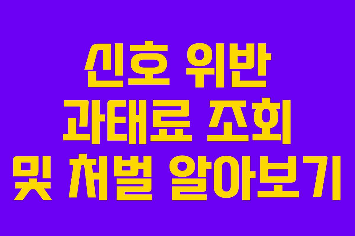 신호 위반 과태료 조회 및 처벌 알아보기 신호 위반 과태료 조회 및 처벌 알아보기