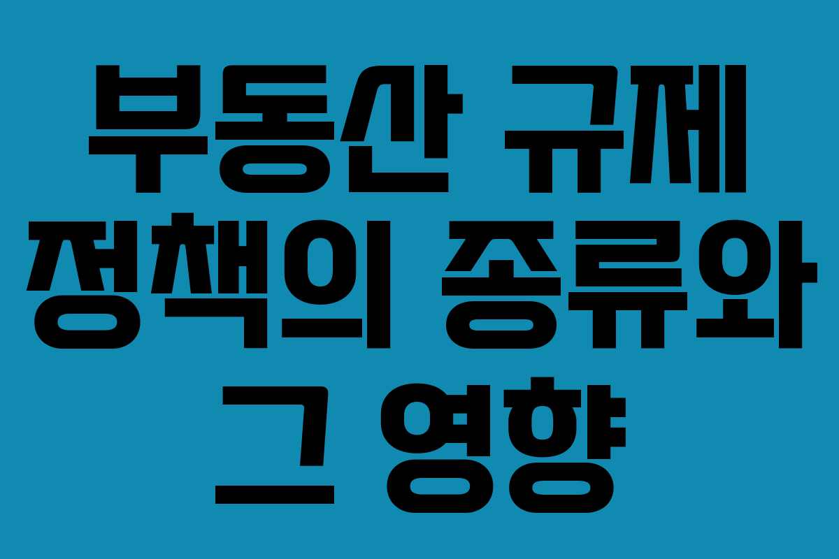 부동산 규제 정책의 종류와 그 영향