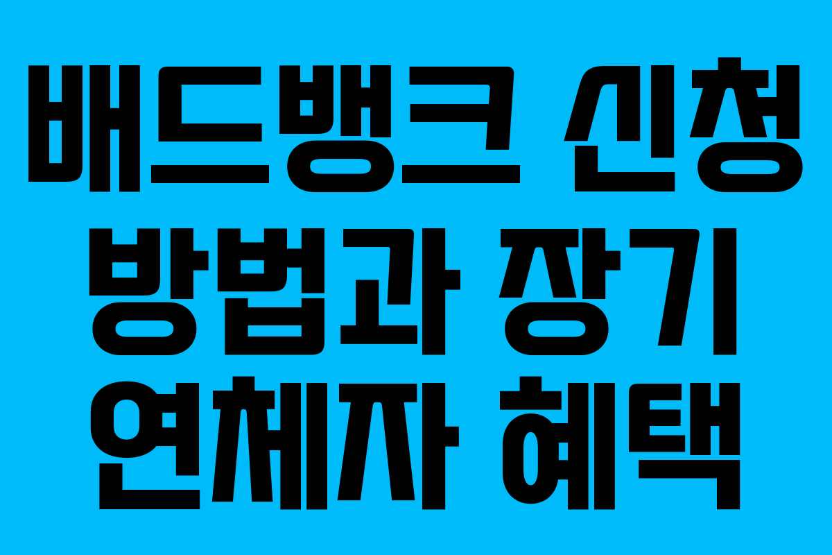배드뱅크 신청 방법과 장기 연체자 혜택