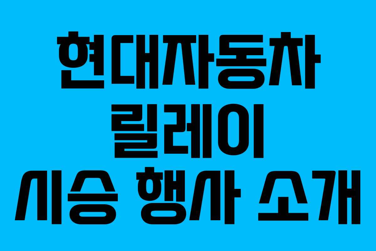현대자동차 릴레이 시승 행사 소개