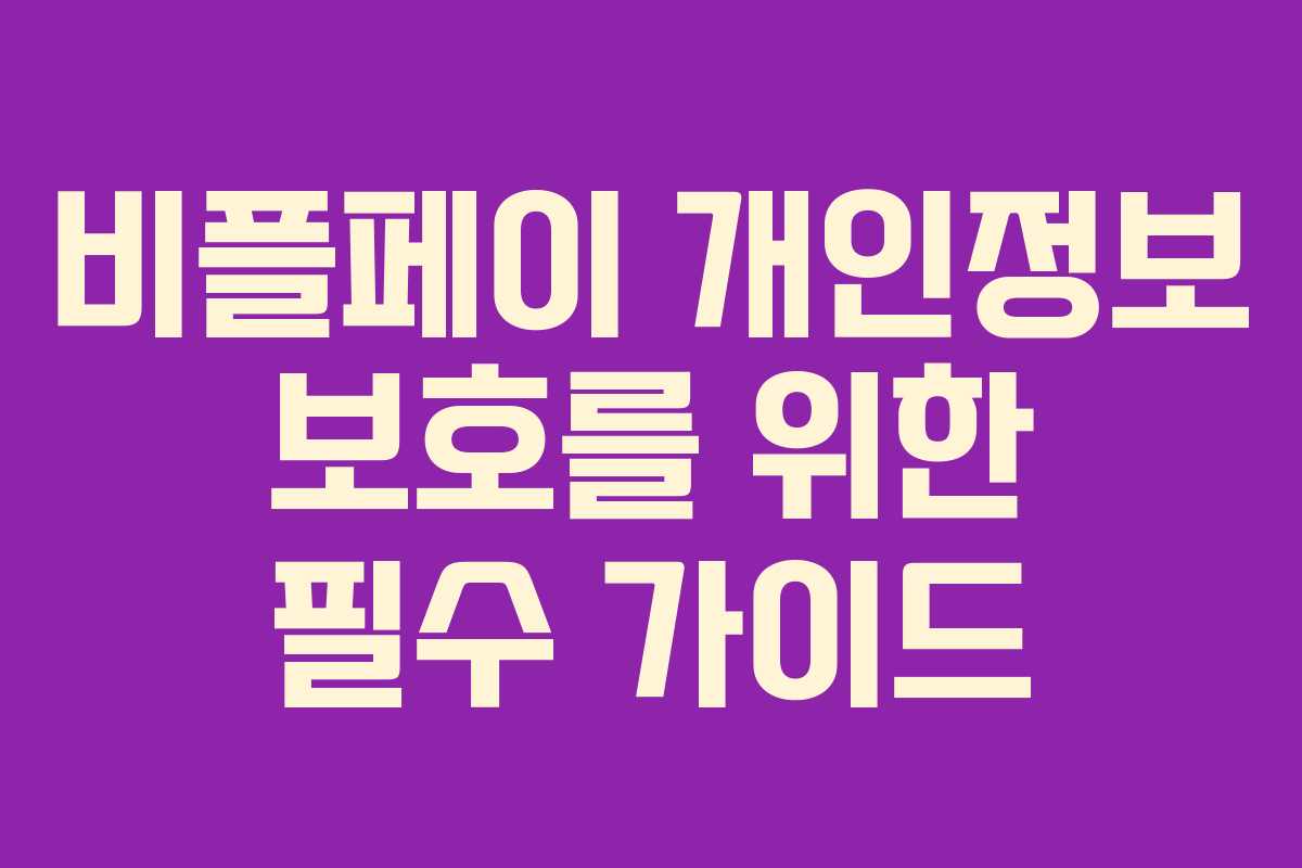 비플페이 개인정보 보호를 위한 필수 가이드