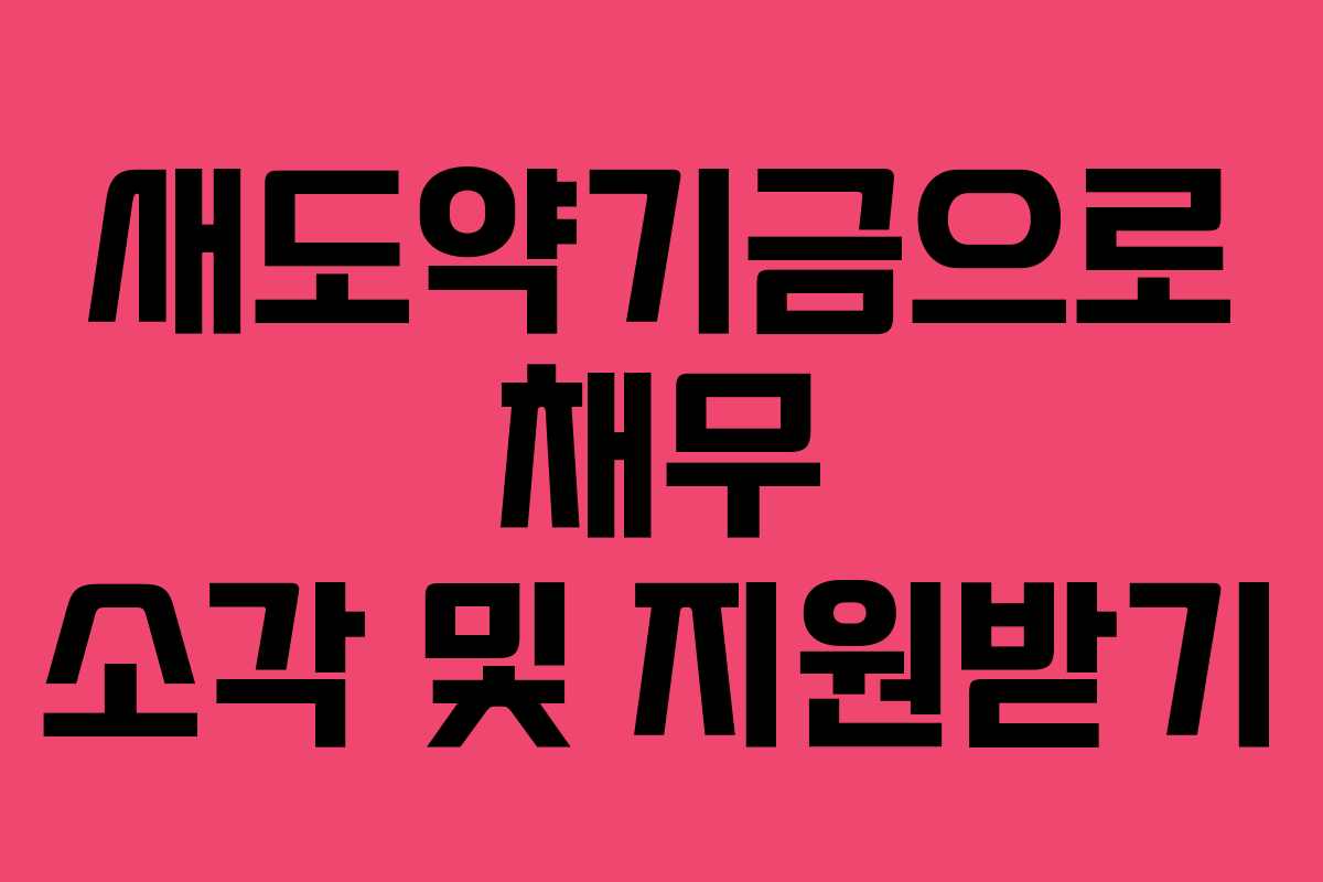 새도약기금으로 채무 소각 및 지원받기