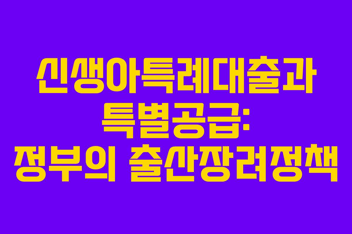신생아특례대출과 특별공급: 정부의 출산장려정책