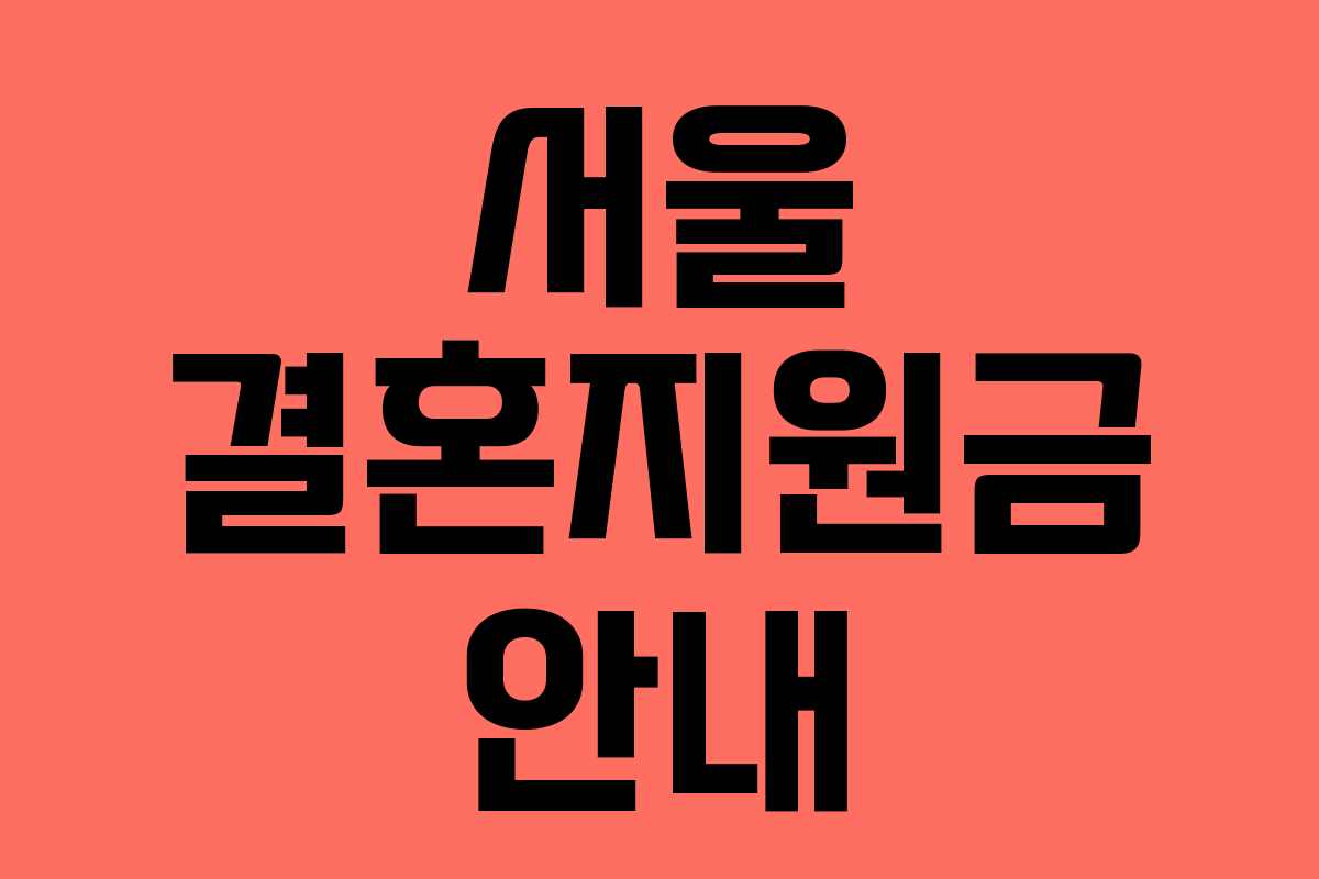 서울 결혼지원금 안내