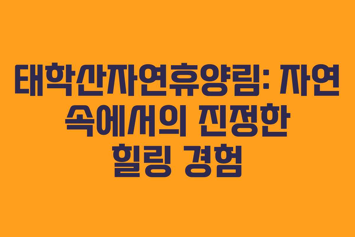 태학산자연휴양림: 자연 속에서의 진정한 힐링 경험