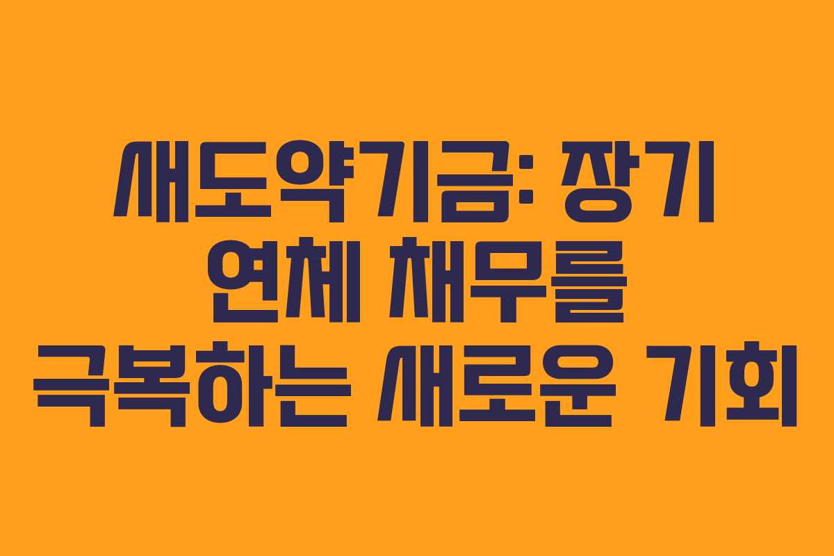 새도약기금: 장기 연체 채무를 극복하는 새로운 기회