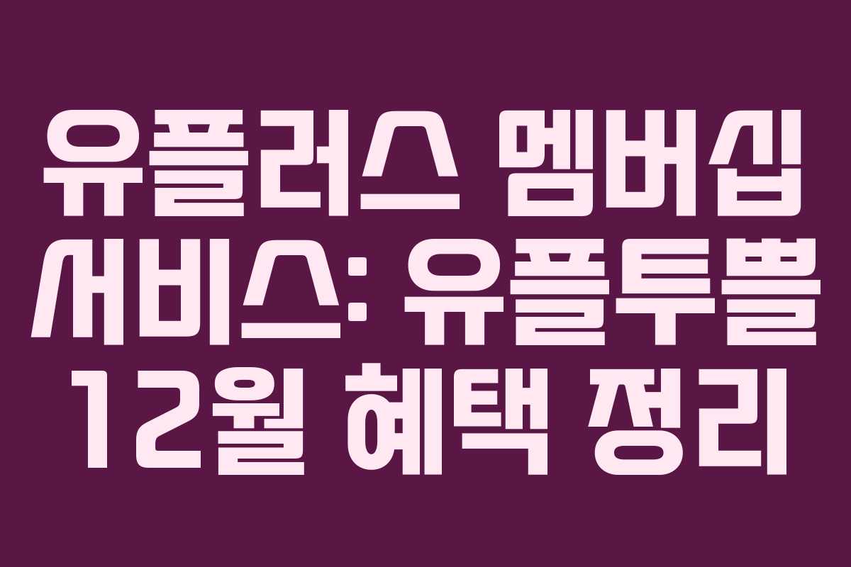 유플러스 멤버십 서비스: 유플투쁠 12월 혜택 정리