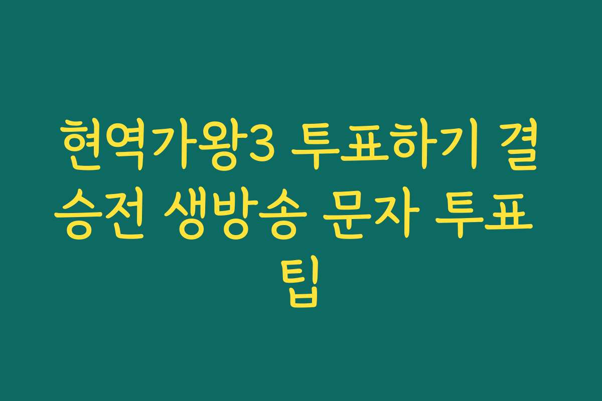 현역가왕3 투표하기 결승전 생방송 문자 투표 팁 현역가왕3 투표하기 결승전 생방송 문자 투표 팁