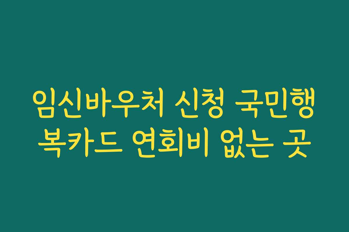임신바우처 신청 국민행복카드 연회비 없는 곳