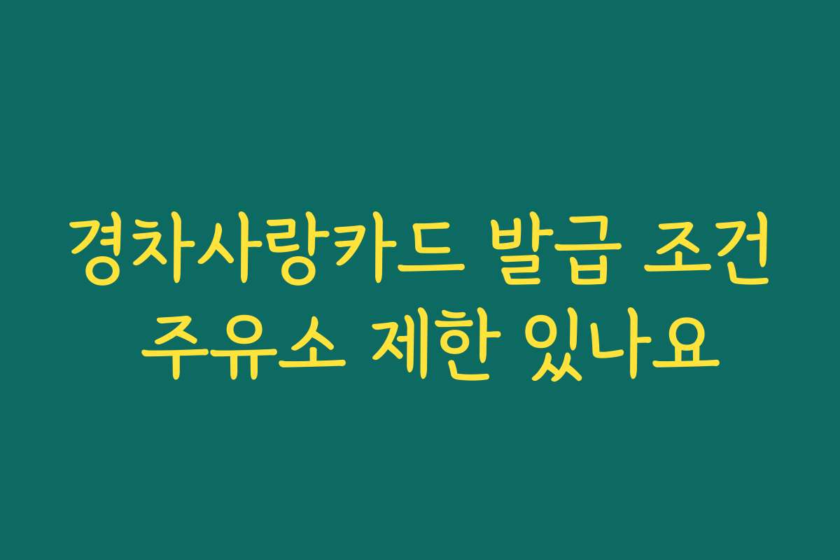 경차사랑카드 발급 조건 주유소 제한 있나요 경차사랑카드 발급 조건 주유소 제한 있나요