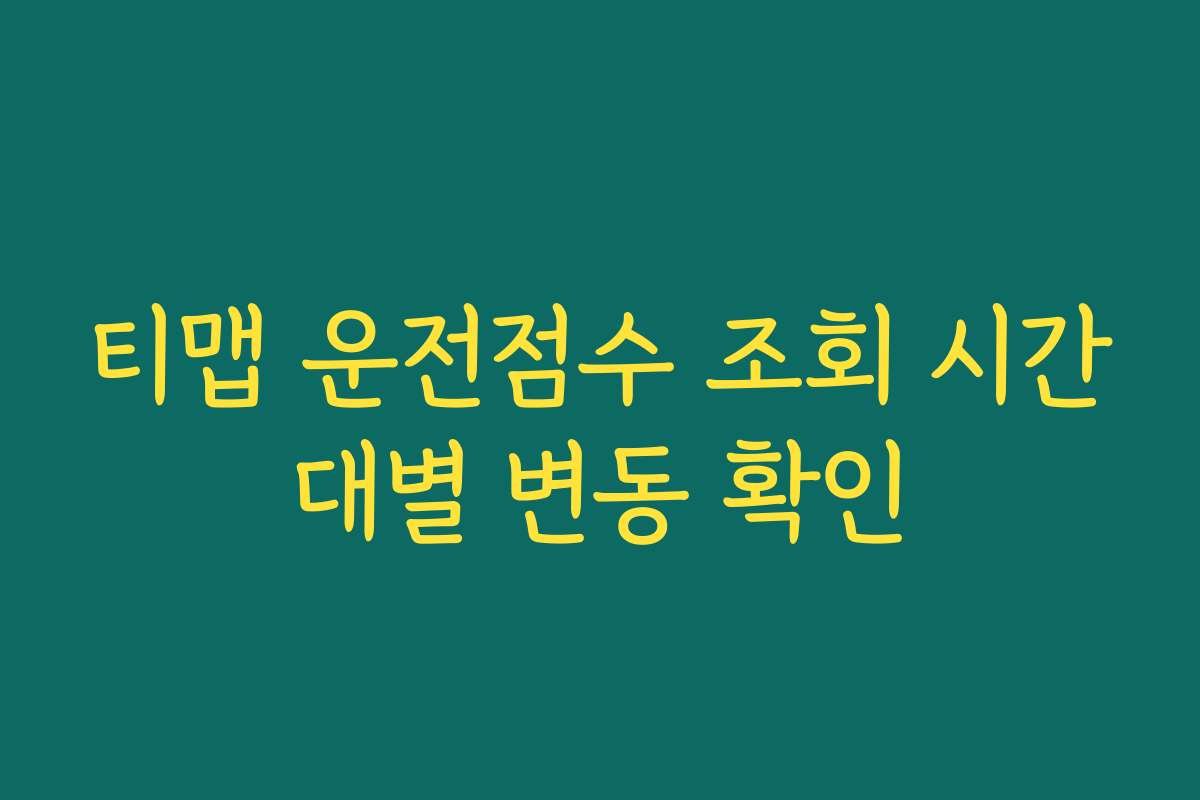 티맵 운전점수 조회 시간대별 변동 확인 티맵 운전점수 조회 시간대별 변동 확인