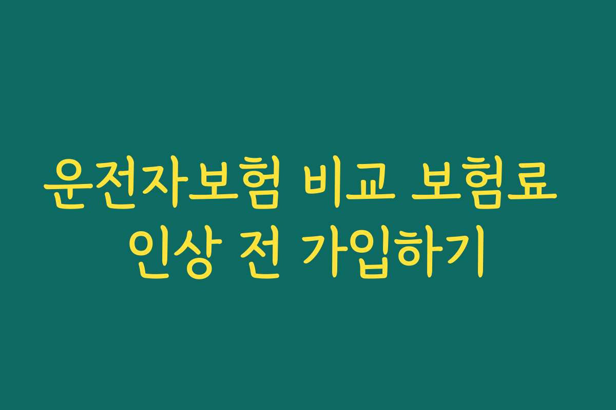 운전자보험 비교 보험료 인상 전 가입하기
