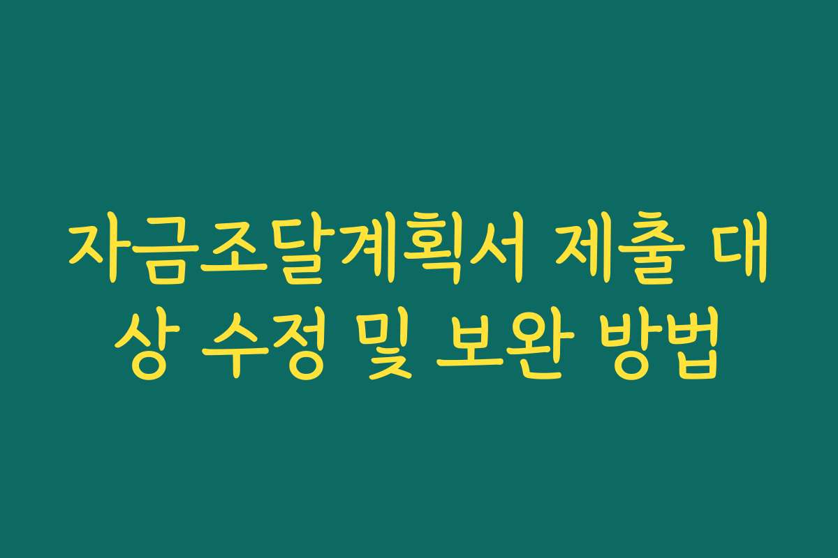 자금조달계획서 제출 대상 수정 및 보완 방법