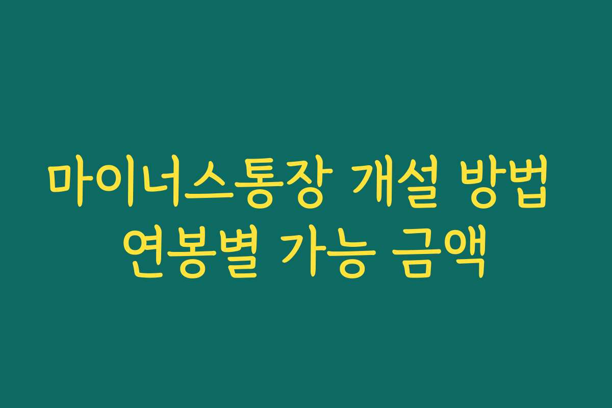 마이너스통장 개설 방법 연봉별 가능 금액 마이너스통장 개설 방법 연봉별 가능 금액