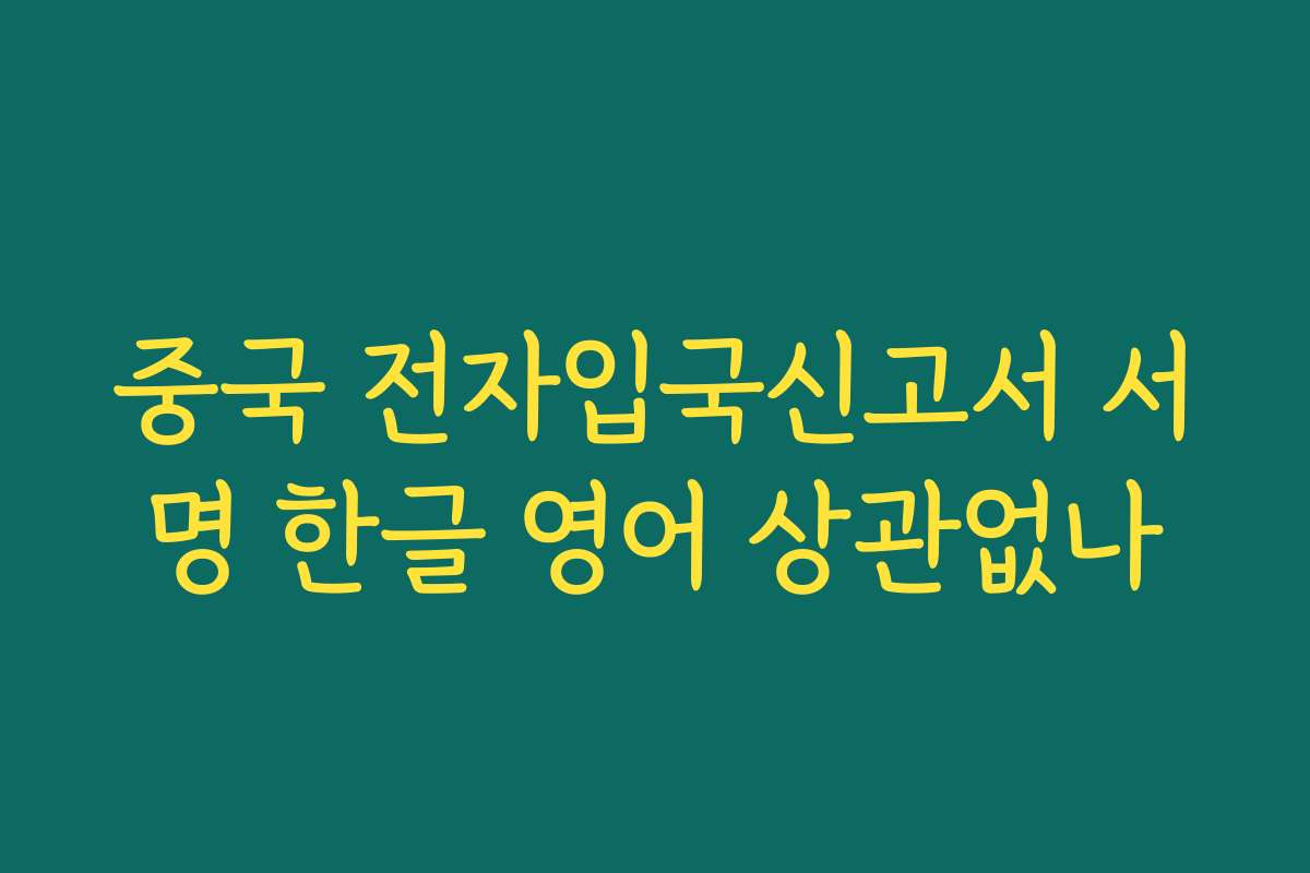 중국 전자입국신고서 서명 한글 영어 상관없나