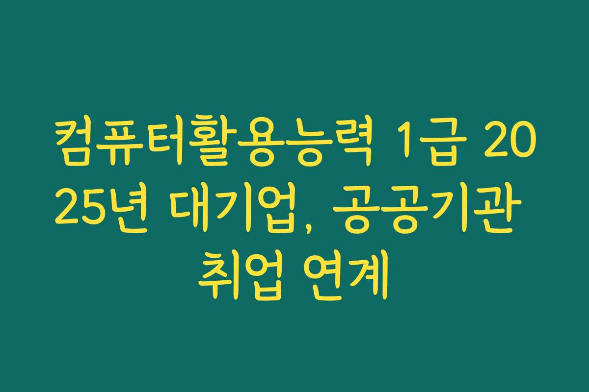 컴퓨터활용능력 1급 2025년 대기업, 공공기관 취업 연계 컴퓨터활용능력 1급 2025년 대기업, 공공기관 취업 연계