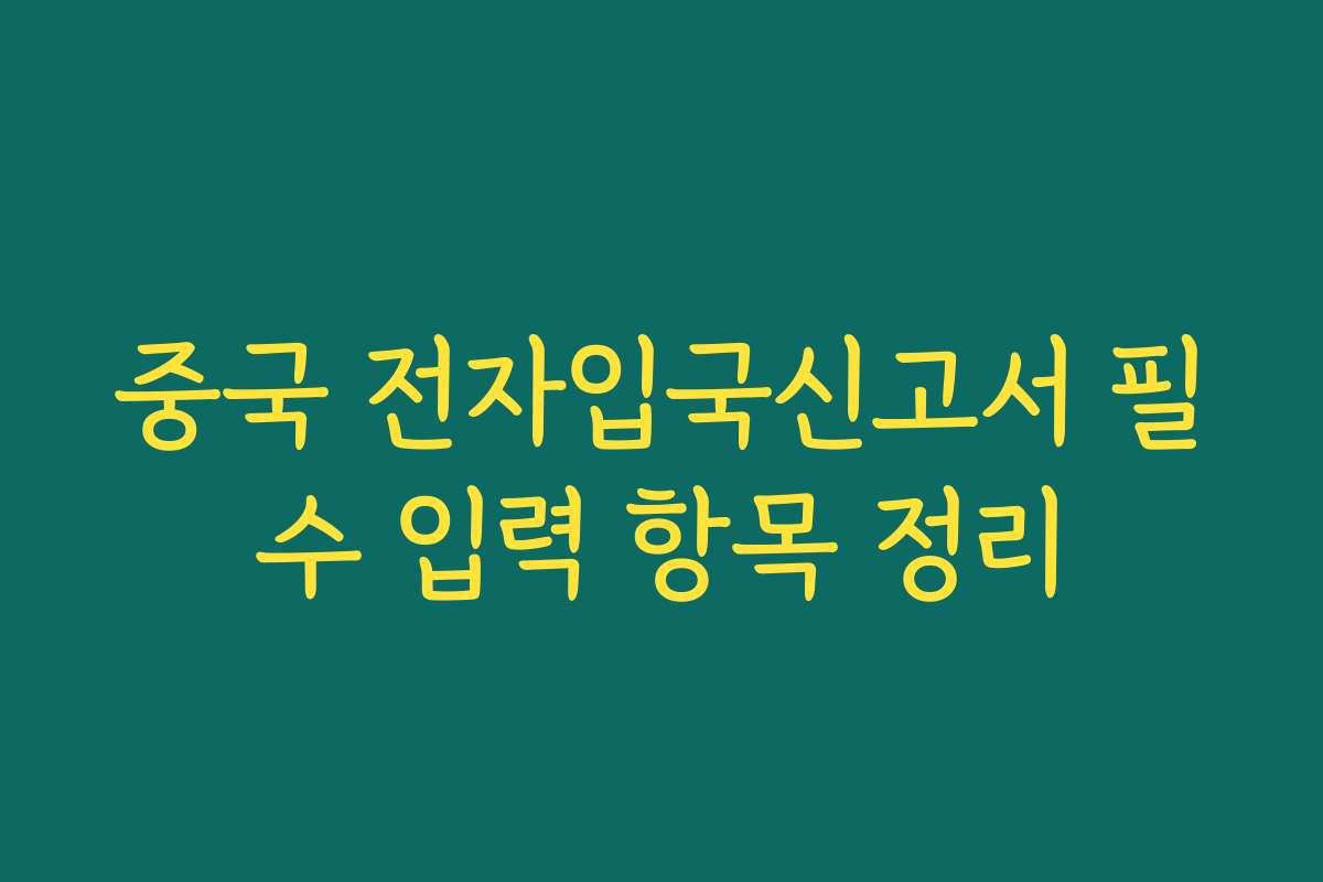 중국 전자입국신고서 필수 입력 항목 정리