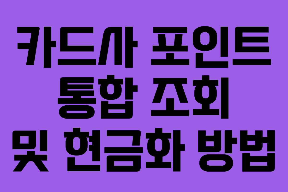 카드사 포인트 통합 조회 및 현금화 방법