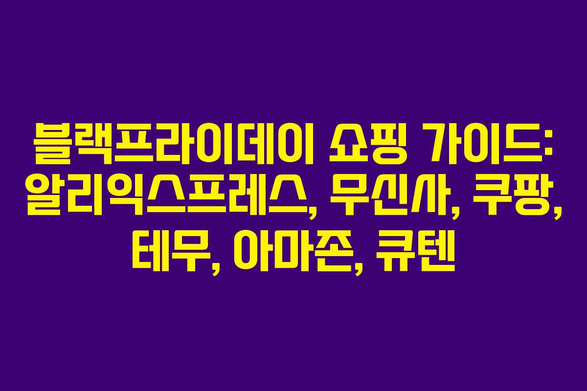 블랙프라이데이 쇼핑 가이드: 알리익스프레스, 무신사, 쿠팡, 테무, 아마존, 큐텐