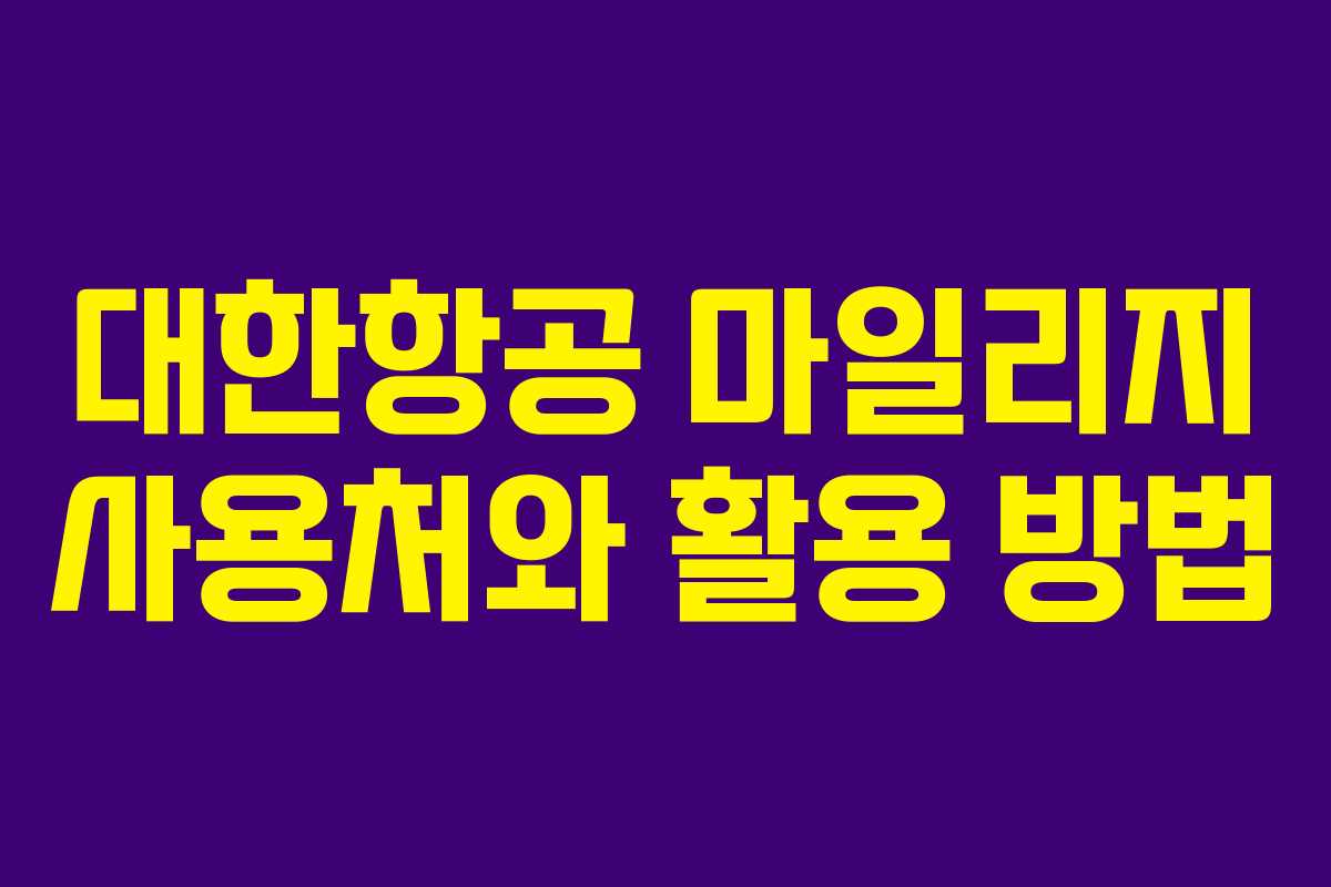 대한항공 마일리지 사용처와 활용 방법 대한항공 마일리지 사용처와 활용 방법