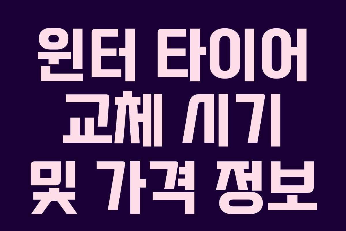 윈터 타이어 교체 시기 및 가격 정보